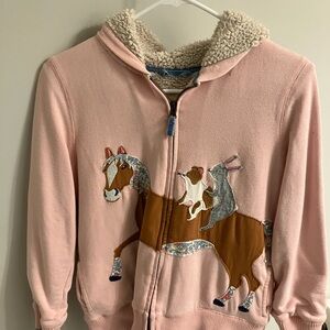 Mini Boden Pink and Brown Horse Design Hoodie